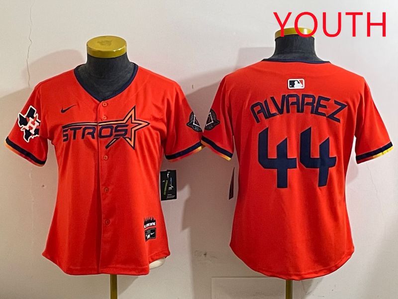 Youth Houston Astros #44 Alvarez Orange Three generations Joint Name 2025 Nike MLB Jersey style 4124->youth mlb jersey->Youth Jersey